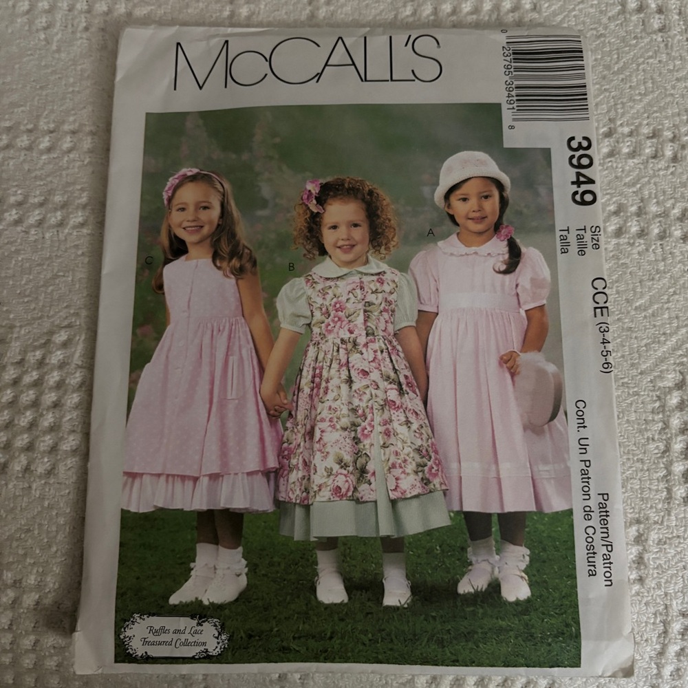 McCalls Pattern 3949 CCE for Girl’s Dress, Pinafore, & Petticoat